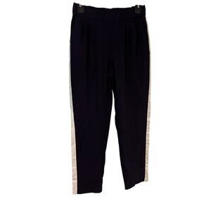 Zara Basic Navy Blue Pleated Jogging Pants with Tuxedo Stripe Size XS